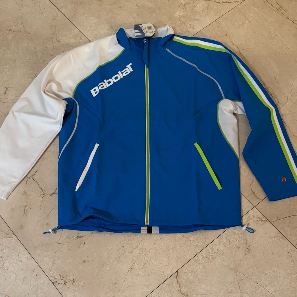 Babolat Men's Blue and White Windbreaker Jacket B43 - Picture 8 of 9